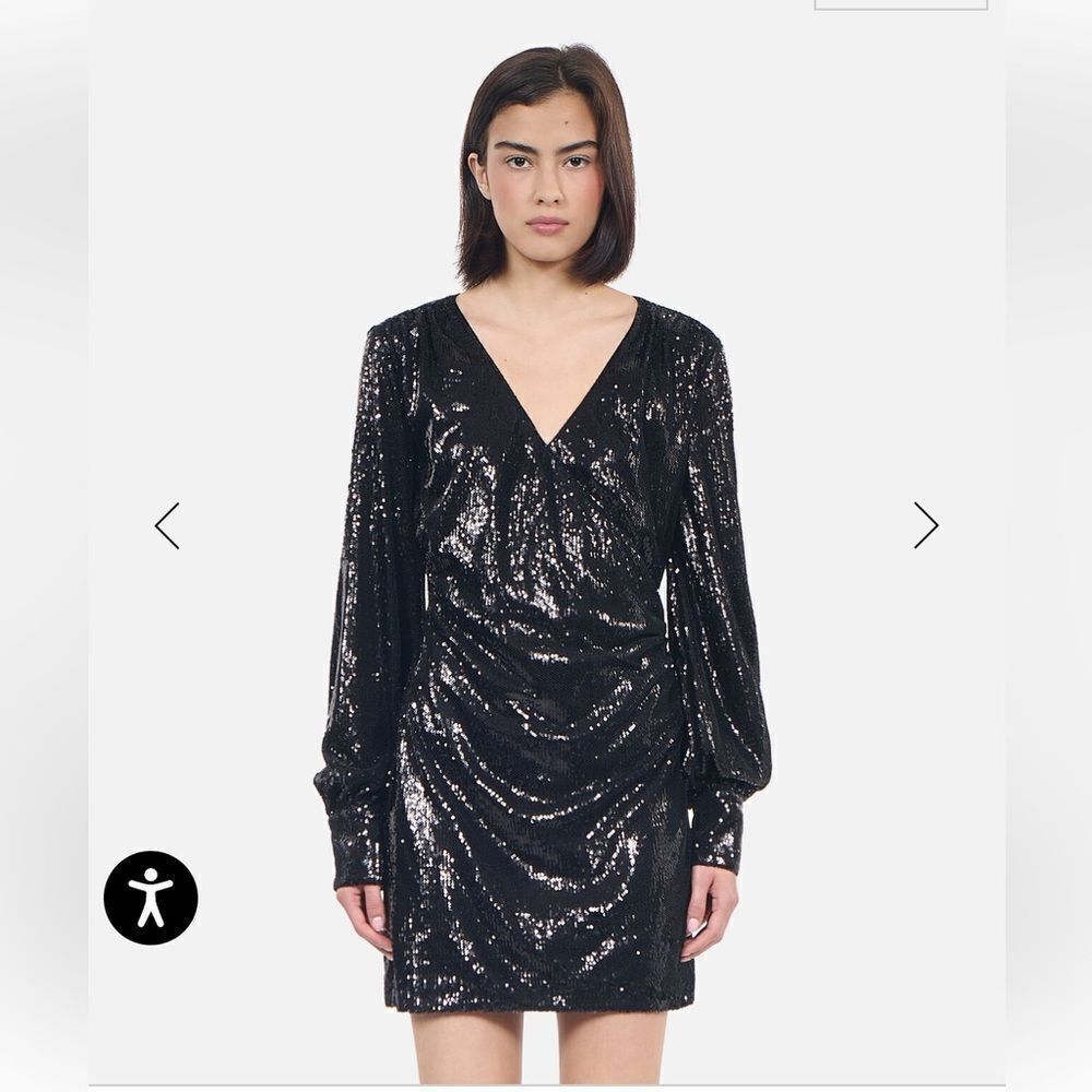 $315 The Kooples SHORT BLACK SEQUIN DRESS NWT
